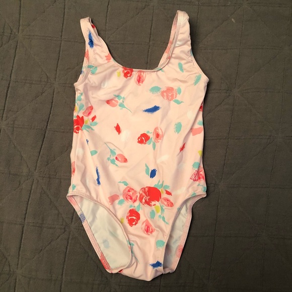 Petit Bateau Baby Girls Pink Floral Bathing Suit - Picture 1 of 3